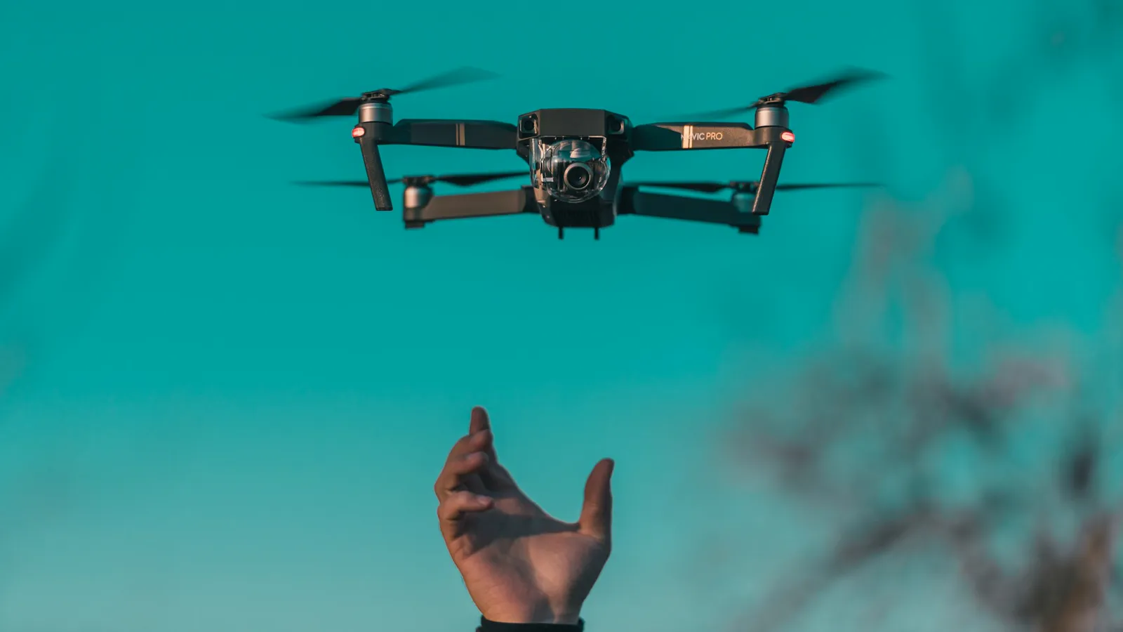 Drone in flight for aerial filming